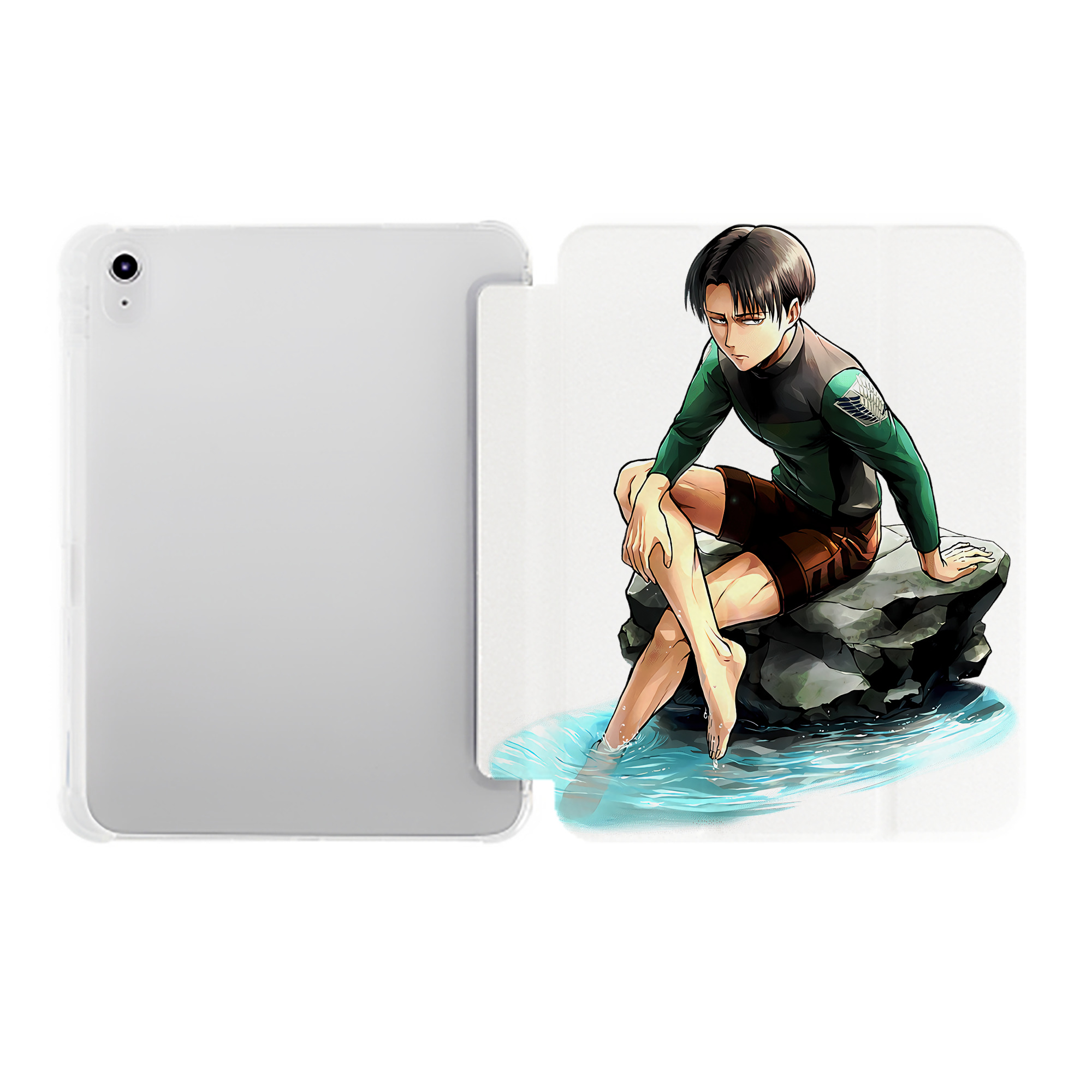 （画像用） 進撃の巨人 リヴァイ·アッカーマン Attack on Titan Levi Ackerman IPad ケース ペン収納付き 三つ折りスタンド PUレザー×シリコン 対応機種9.5/10.5/10.9インチ